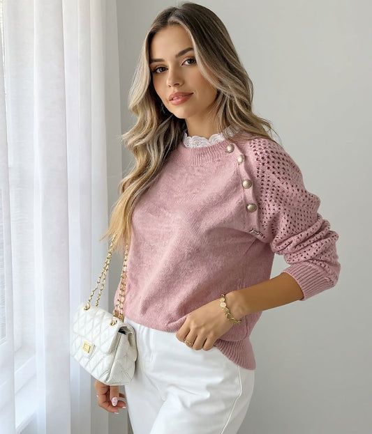 Clara™ – elegantiškas megztinis su raukiniais