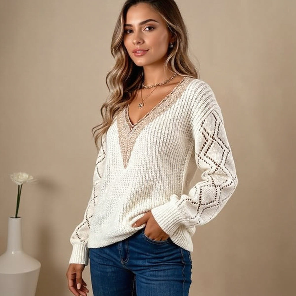 Karolina™ | Megztinis V formos iškirpte