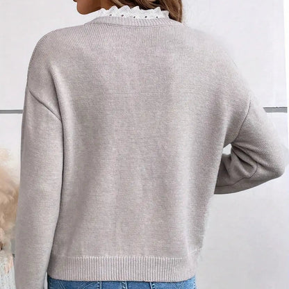 Liora™ – Nėrinių V formos megztinis